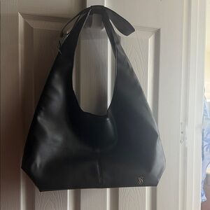 Black Shoulder Hobo Bag with Subtle VS Logo